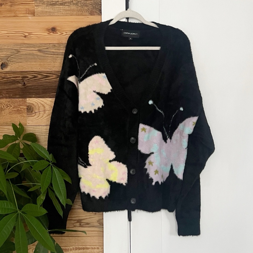 Cynthia Rowley Mohair Eyelash Oversized Butterfly Cardigan - Picture 4 of 5